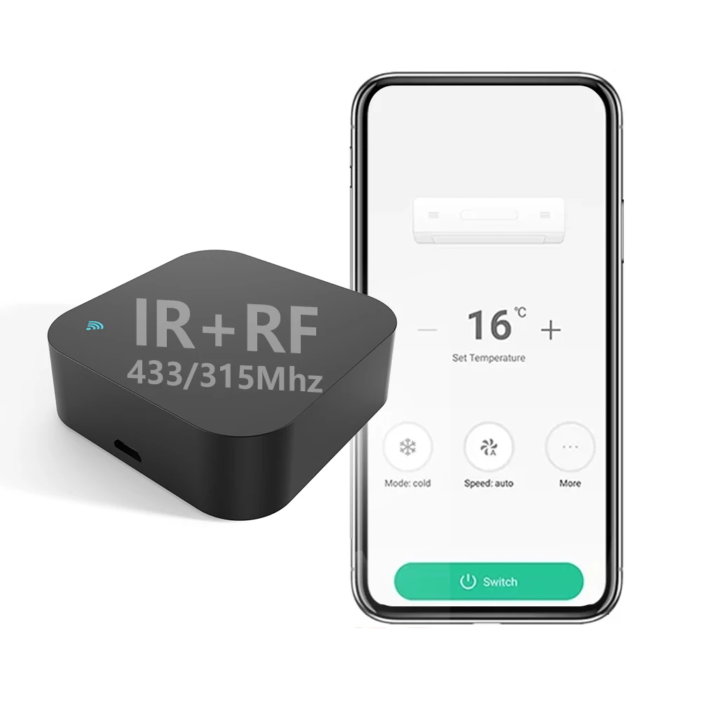 Tuya Smart WiFi IR RF Universal Remote Controller 433/315MHz, Smart Life App 2.4G Voice Control for Alexa Google AC TV Fan