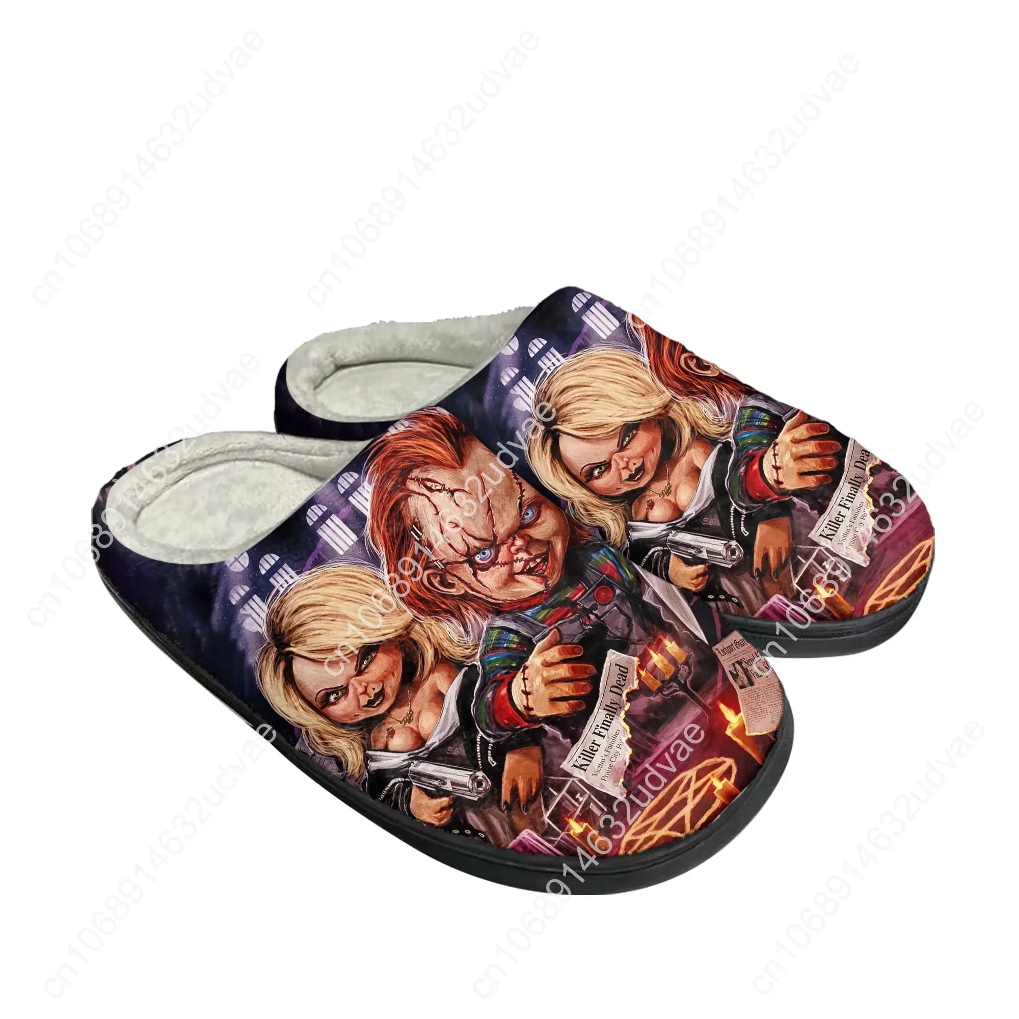 Horror Movie Childs Play Chucky Home Cotton Slippers Plush Bedroom Casual Keep Warm Shoes Thermal Slipper Men Women Custom Shoe