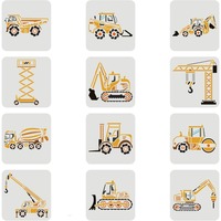 12 Pcs Construction Vehicle Stencils 7.9x7.9 inch Reusable Truck Stencils Plastic Forklifts Excavators Cranes Mixers Pattern