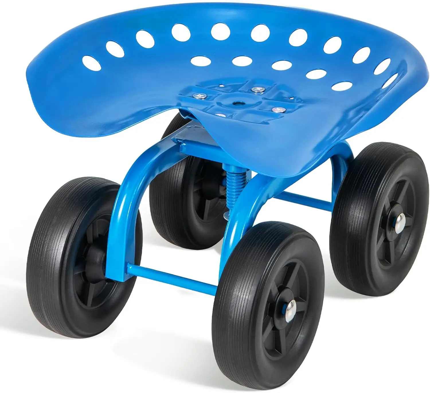 

Heavy Duty Rolling Garden Cart with Adjustable Height and 360° Swivel Seat for Easy Gardening Work