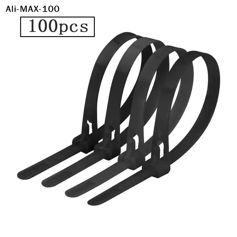 【Au】()100Pcs 2025 New Reusable Cable TiesCable Lock Loop Nylon Ties Removable Recyclable Mixed Colors/Black/White