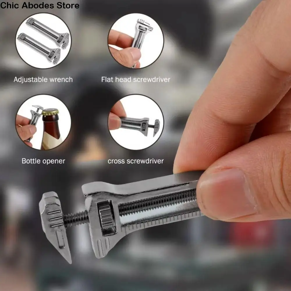 

Adjustable Multi Wrenches Bottle Opener with Cutter Portable Pocket Wrench Sturdy Portable Mini Multi Tool Wrench