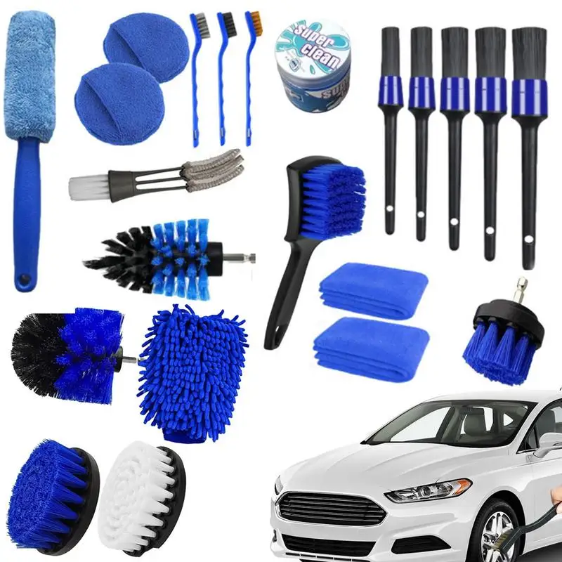 

Car Detailing Brush Kit Multifunctional Dashboard Cleaner Washing Kit Brush Auto Tore Wheel Cleaner Vent Cleaning Kit Car Items