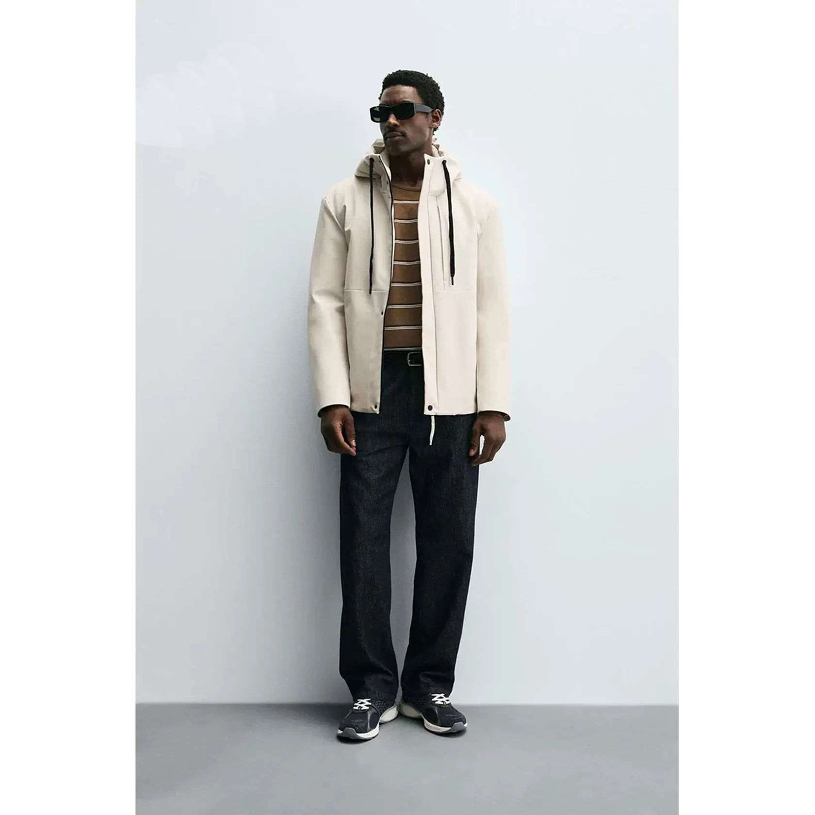 New Arrival Men's Hooded Jacket Technical Fabric Drawstring Coat Autumn 2025 Slim Fit Long Sleeve Youth Casual Wear