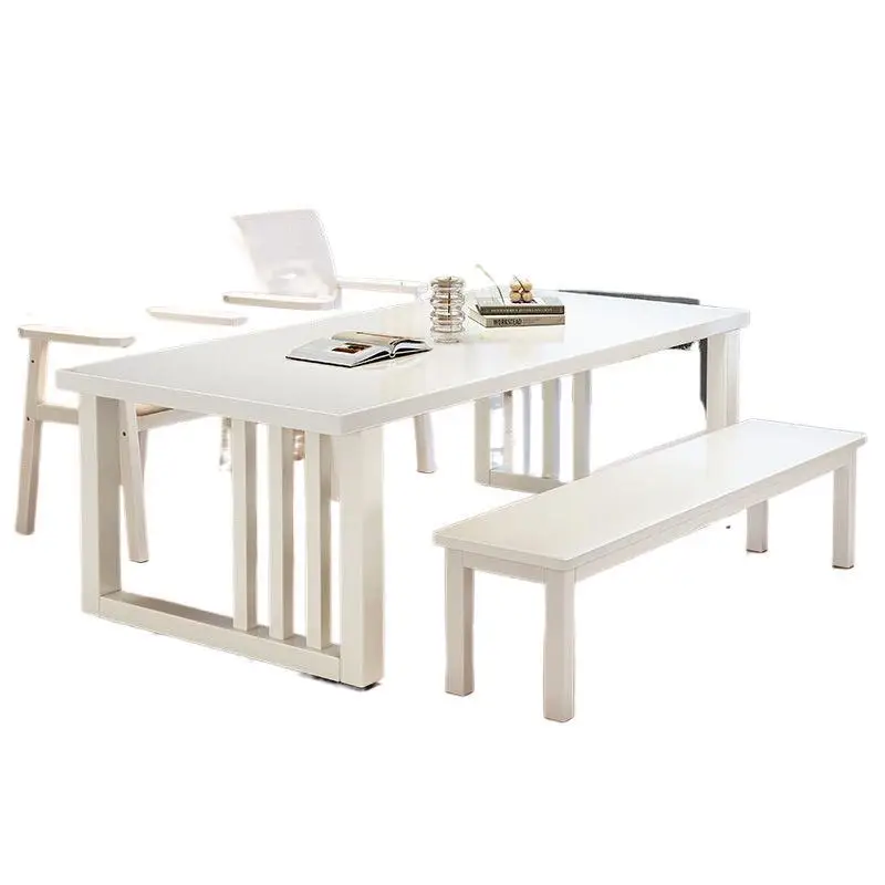 Household living room large long desk dining table integrated large board table simple solid wood multi-person reading table wor