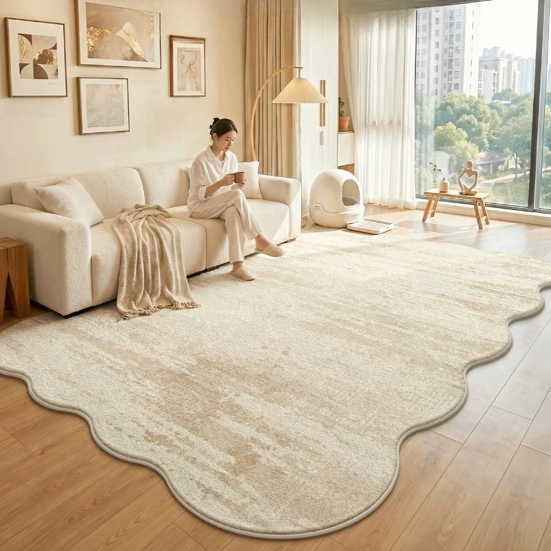 Cream Style Living Room Decoration Irregular Carpet Large Area Rugs for Bedroom Fluffy Soft Study Floor Mat Home Thick Plush Rug