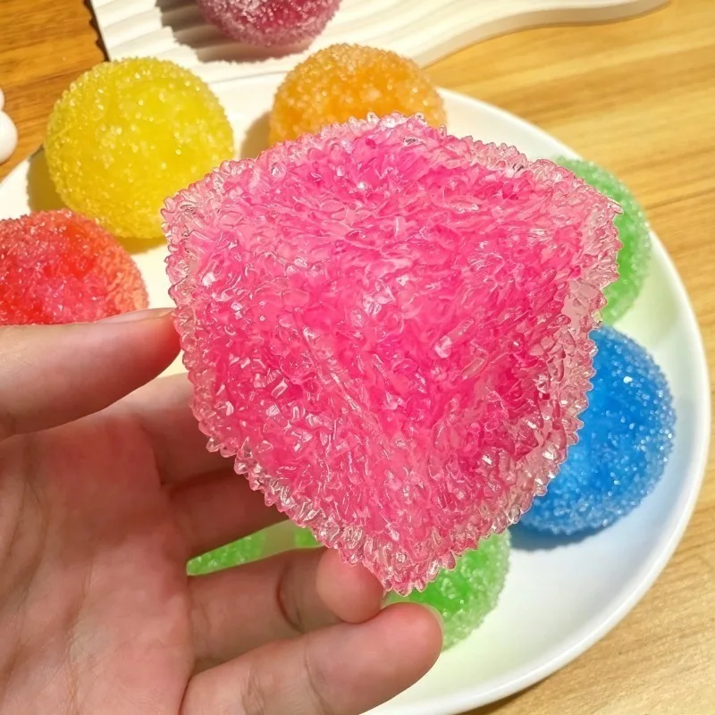 Textured Cube Slush Ball Sound Squeeze Fidget Toy Squishy Slush Ice Ball Stress Relief Sensory Toy Crunchy Stress Relief Gifts