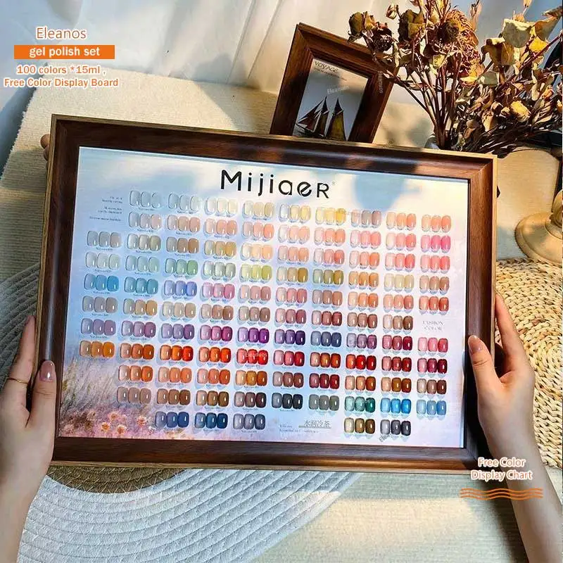 Eleanuos 100 pièces gelée verre Gel vernis à ongles ensemble avec carte de couleur cristal nu rose tremper Kit de Gel UV pour Nail Art manucure Gel