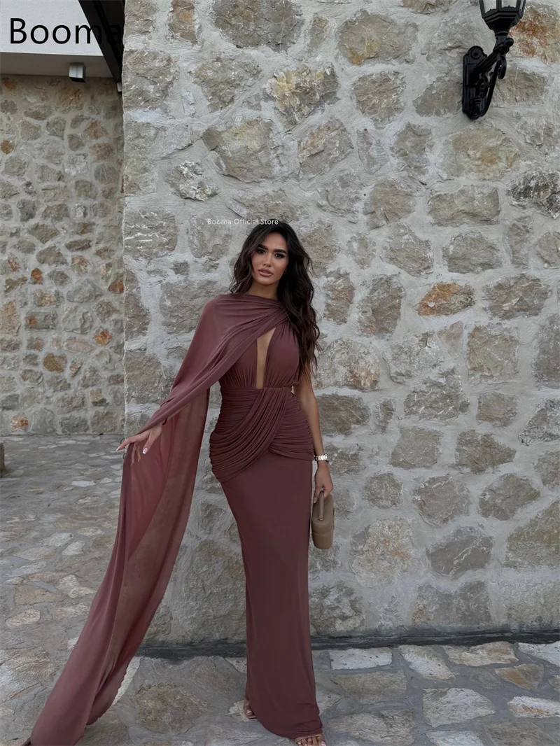 Booma sexy sereia com decote em v sem mangas plissado vestidos de noite formais vestidos de festa para mulheres longo vestido de baile personalizar 2025