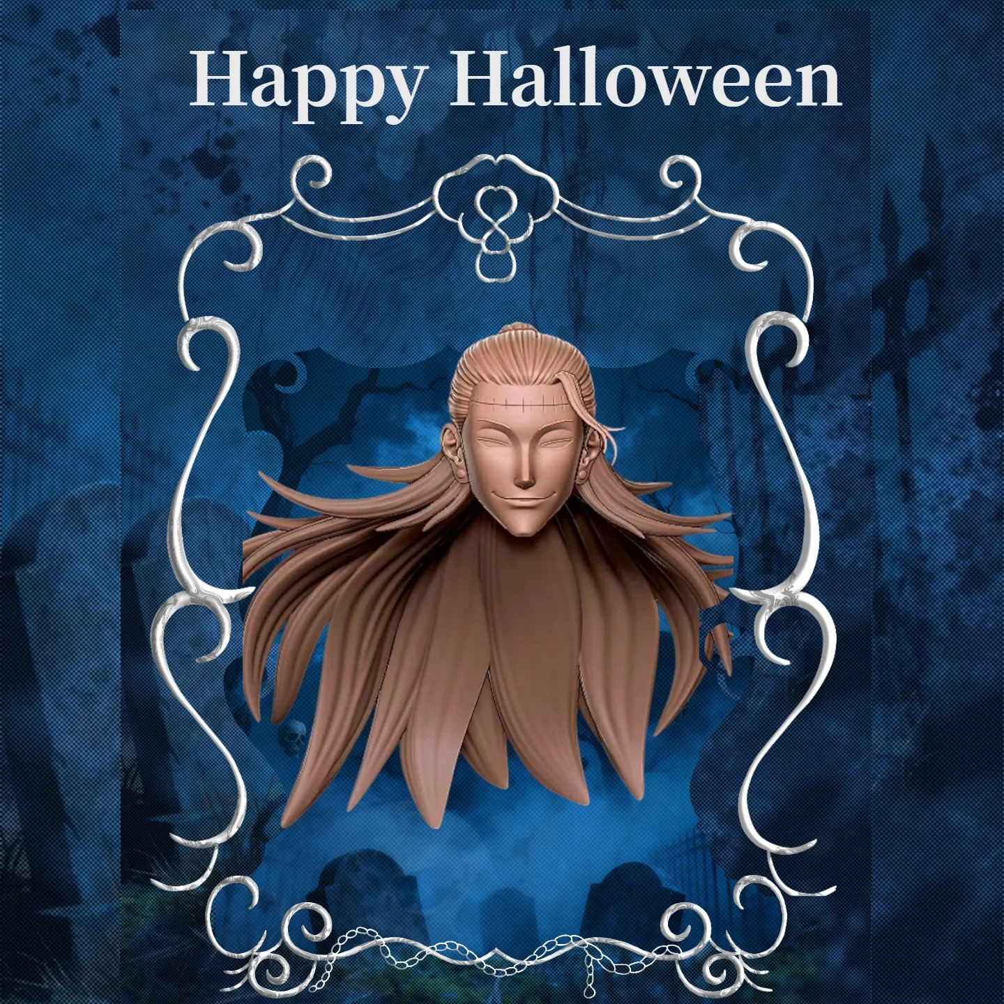 

【Unpainted】1/12 Scale Male Soldier Geto Suguru Classic High Tie Hair White Head Carving For 6'' Action Figure Romankey Shf