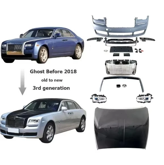 Body Kit for 2013 to 2018 Year Rolls Royce Ghost Old to New Body Kit Car Bumpers Car Accessories with Hood Lights Grille