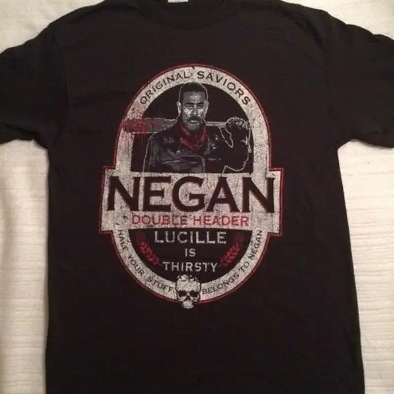 The Walking Dead Negan Stout Beer Label Style Black T-shirt New Unworn