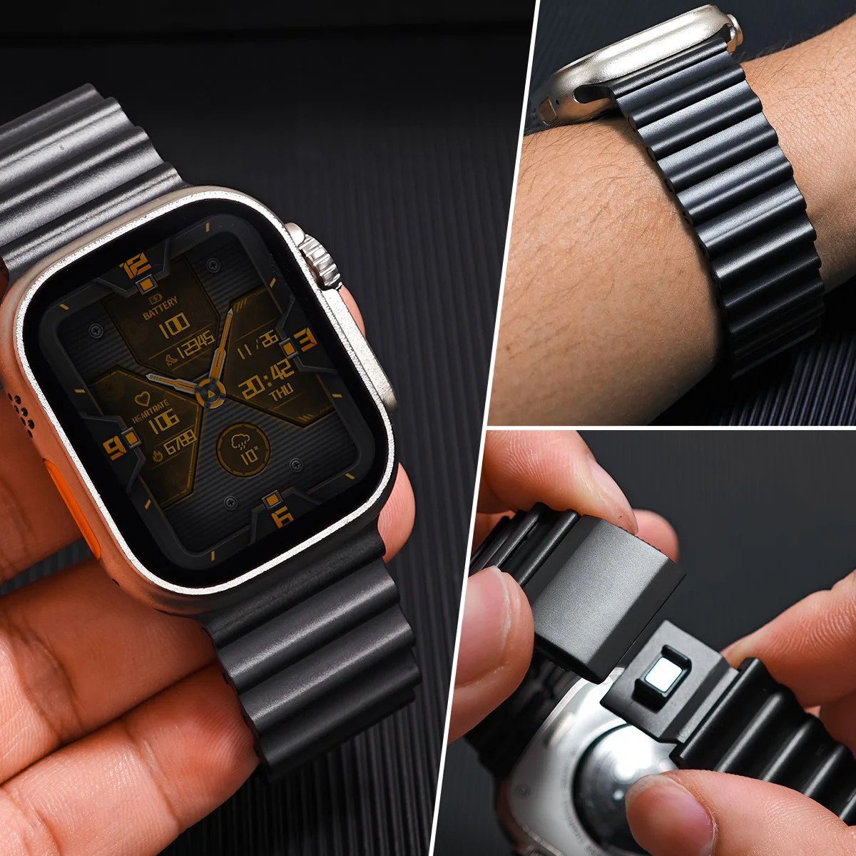 

Роскошный магнитный ремешок для iwatch ultra 3/2 49 мм 44 45 46 42 мм Ремешок из нержавеющей стали для Apple watch Series 11 10 9 8 7 6 5 4 se 3