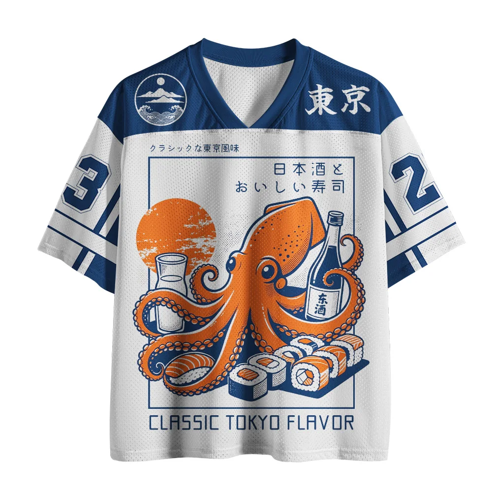 2026 Summer Fashion Trendy Fun Drunken Octopus 3D Printed T-shirt Quick Drying Outdoor Sports Leisure V-neck T-shirt Large