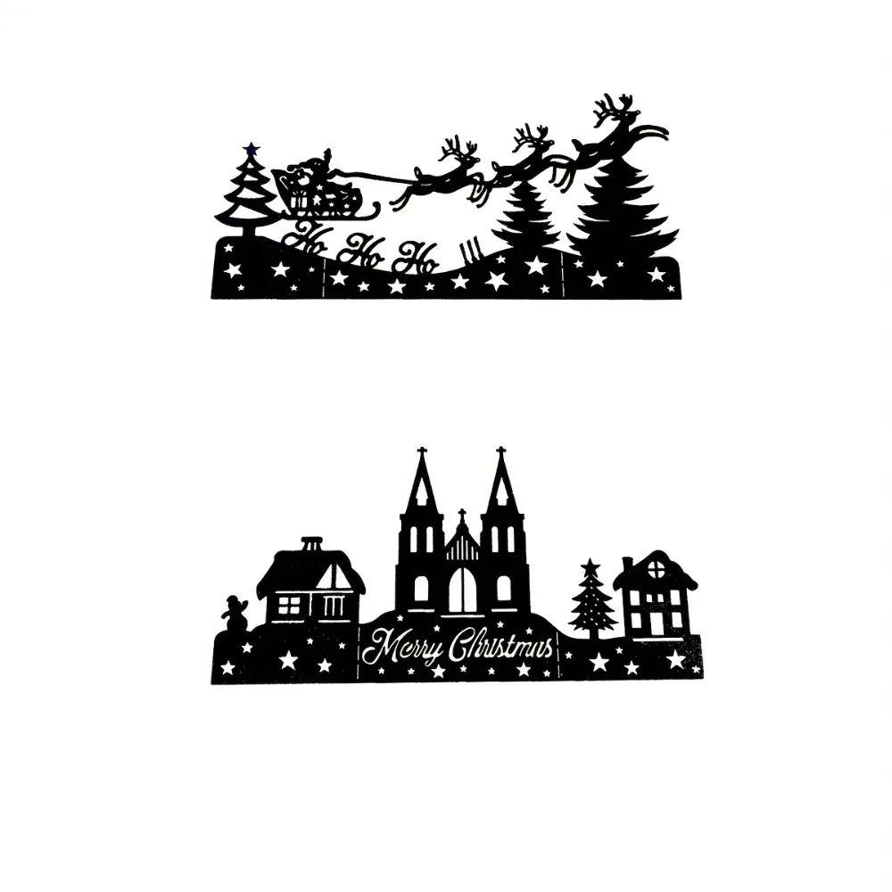 CIFBUY Iron Wall Art Santa Sled Silhouette Metal Sign Nativity Decor For Indoor Outdoor Fireplace Tabletop Elegant Home Decorati - view 3