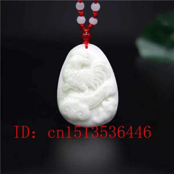 

Natural White Jade Carved Lucky chicken Pendant Chinese Necklace Charm Jewellery Fashion Amulet Luck Gifts for Man Women