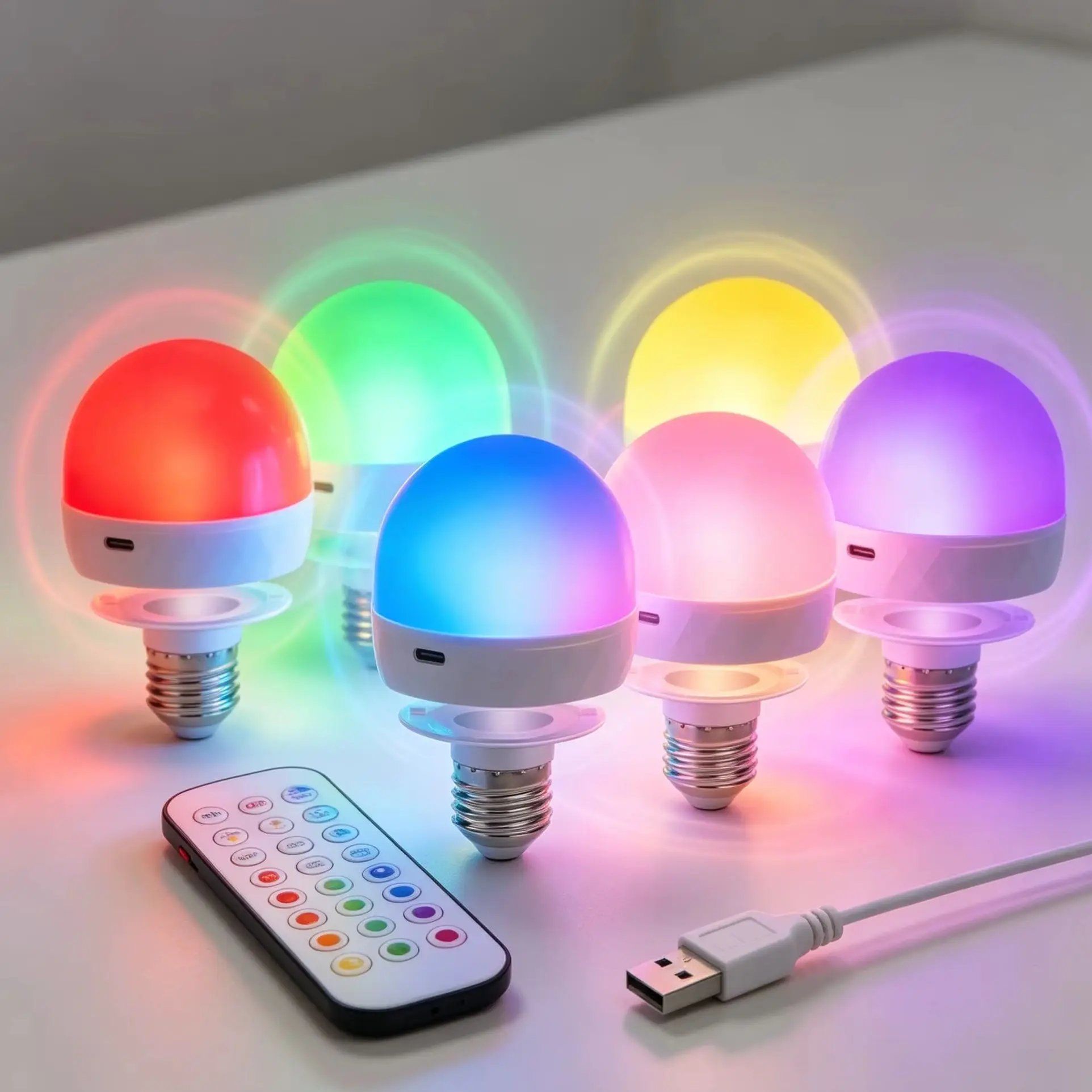 Rechargeable E27 USB 5V LED Light Bulb Magnetic Attraction RC Dimmable Lamp for Camping Party Home Room - LED Ampoules