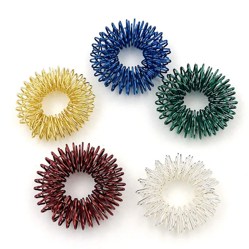 10PCS/Pack Acupressure Rings Spiky Sensory Finger Rings Set for Teens Adults Stress Reducer Massager Stress Relief Fidget Toys