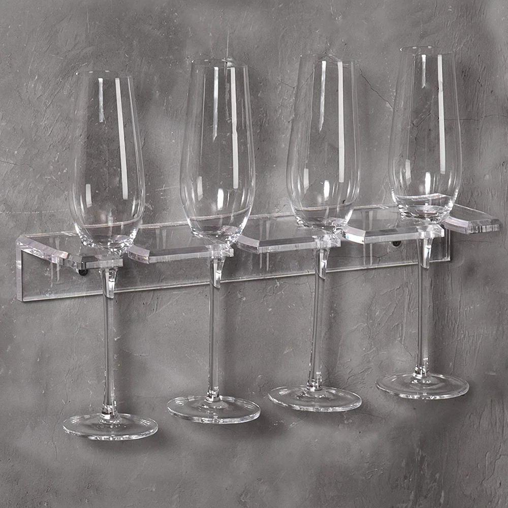 Customized crystal transparent acrylic champagne cup holder | Wall-mounted wine glass holder reinforced goblet holder
