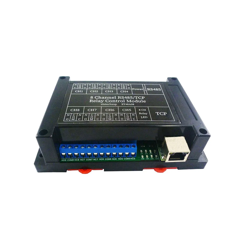 DC12V 8Ch Network Ethernet RS485 Multifunction Modbus Salve Relay Module RTU TCP/IP UART Switch Board for PLC Industrial Control