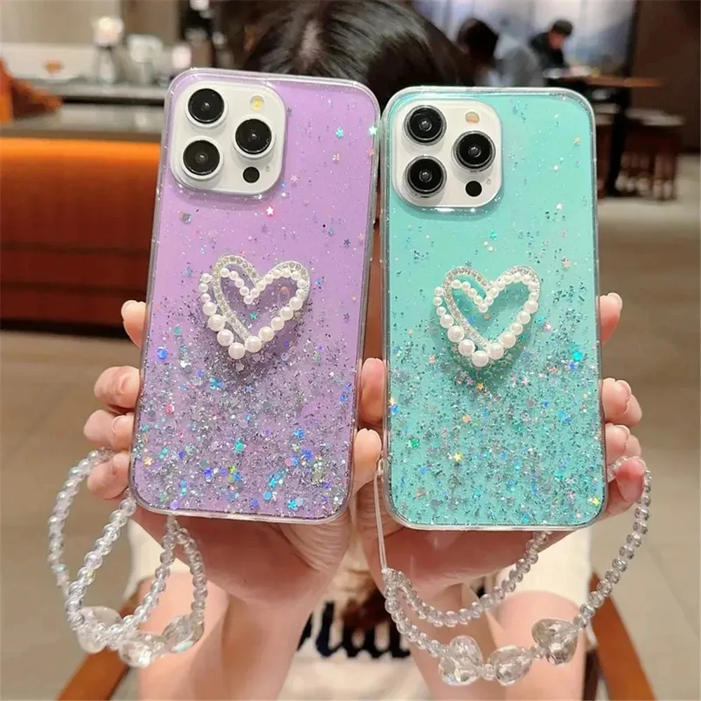 For Huawei P40 Pura 70 P30 P40 P20 Lite P20 P50 Pro Crystal Love Bracelet Starry Glitter Protective Cover