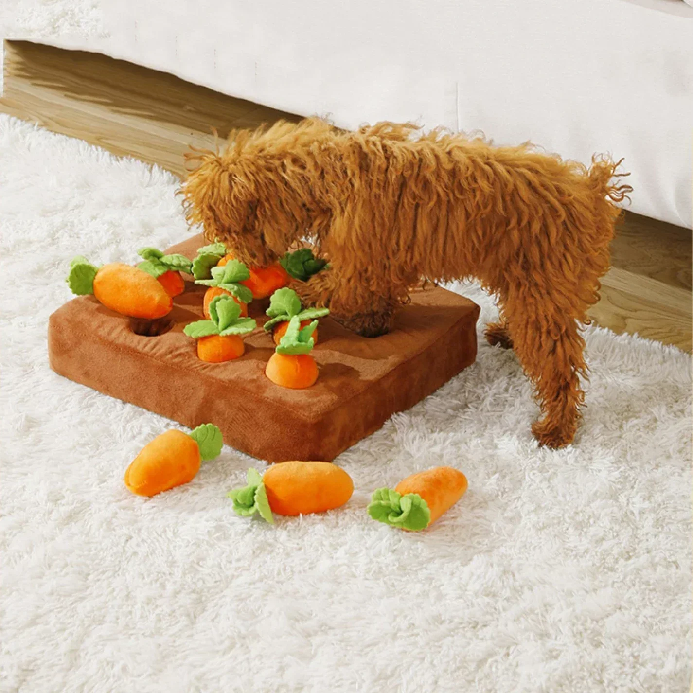 Carrot plush toy interactive dog toy plush puzzle toy 2-in-1 anti slip nose, suitable for aggressive chewers and pets