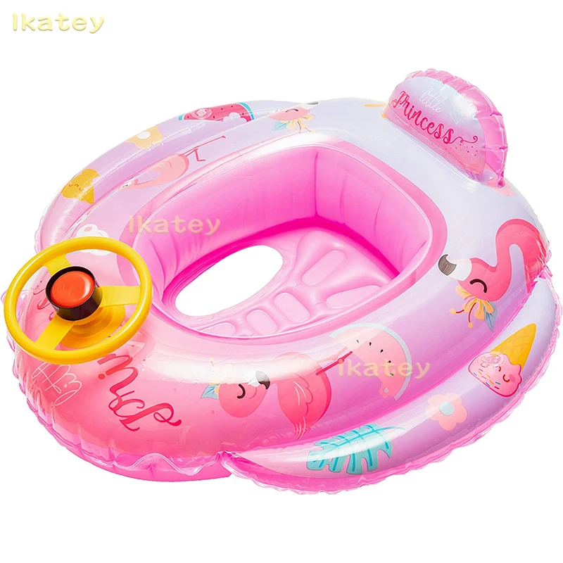 Flamingo Stuurwagen Baby Zwemmen Ring Seat Voor Kinderen Peuters Cartoon Drijvend Opblaasbaar Zwembad Speelgoed Zomer Strand Foto Rekwisieten