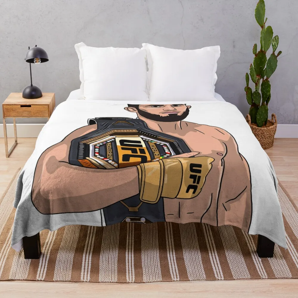 Islam Makhachev: The Unstoppable Champion Throw Blanket Luxury St Soft Plush Plaid valentine gift ideas Blankets