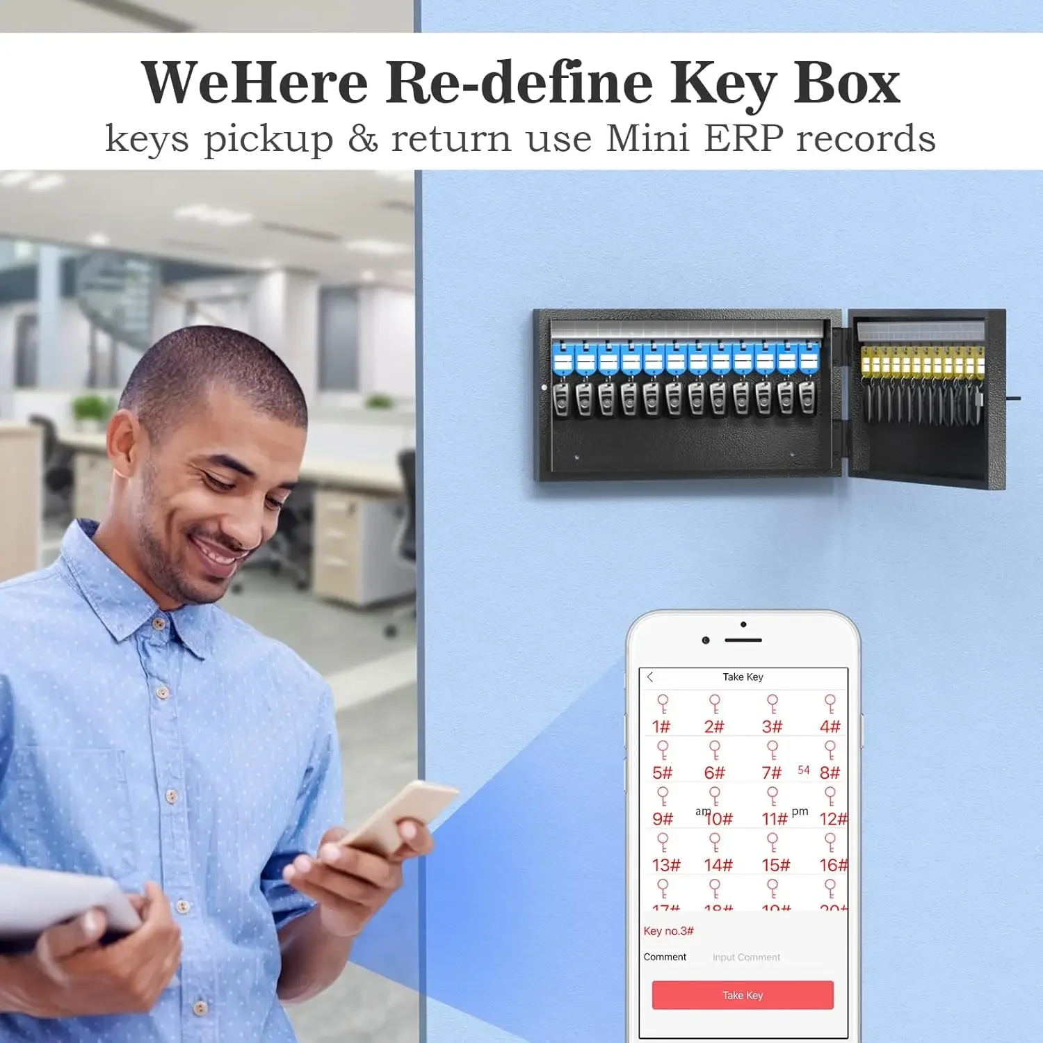 Wehere 24 Sleutels Kast Organizer, Sleutel Kluis, Sleutel Veilige Beveiliging Opslag Lockbox Houder Voor Valets, Hotels, Auto En Huis Sleutels