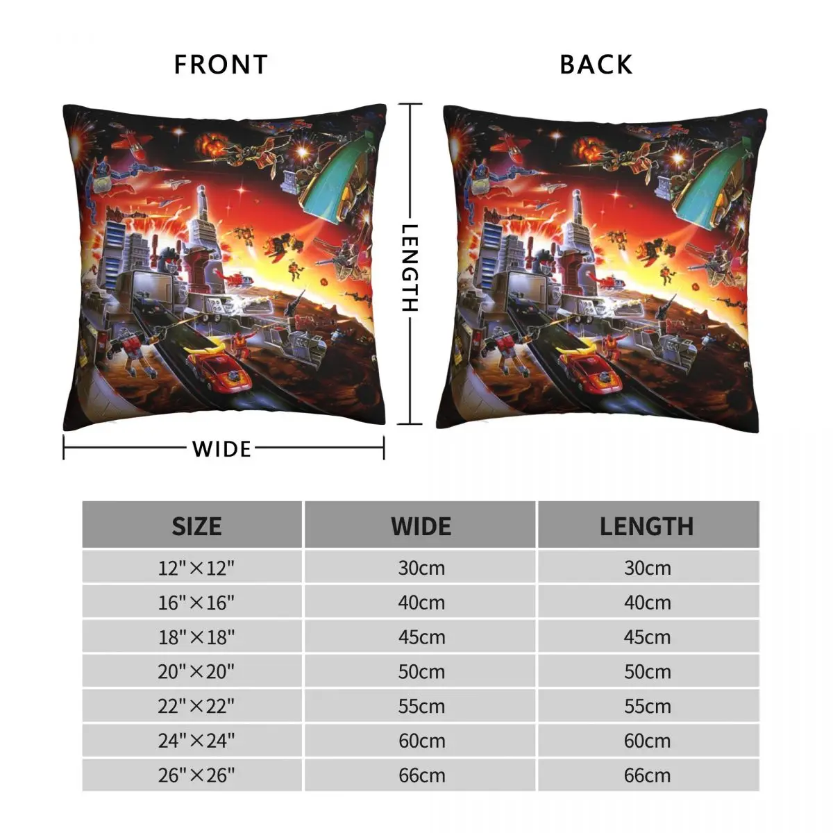 TRANSFORMERS 1986 G1 BOXART Pillowcase Polyester Linen Velvet Pattern Zip Decor Car Cushion Cover Wholesale