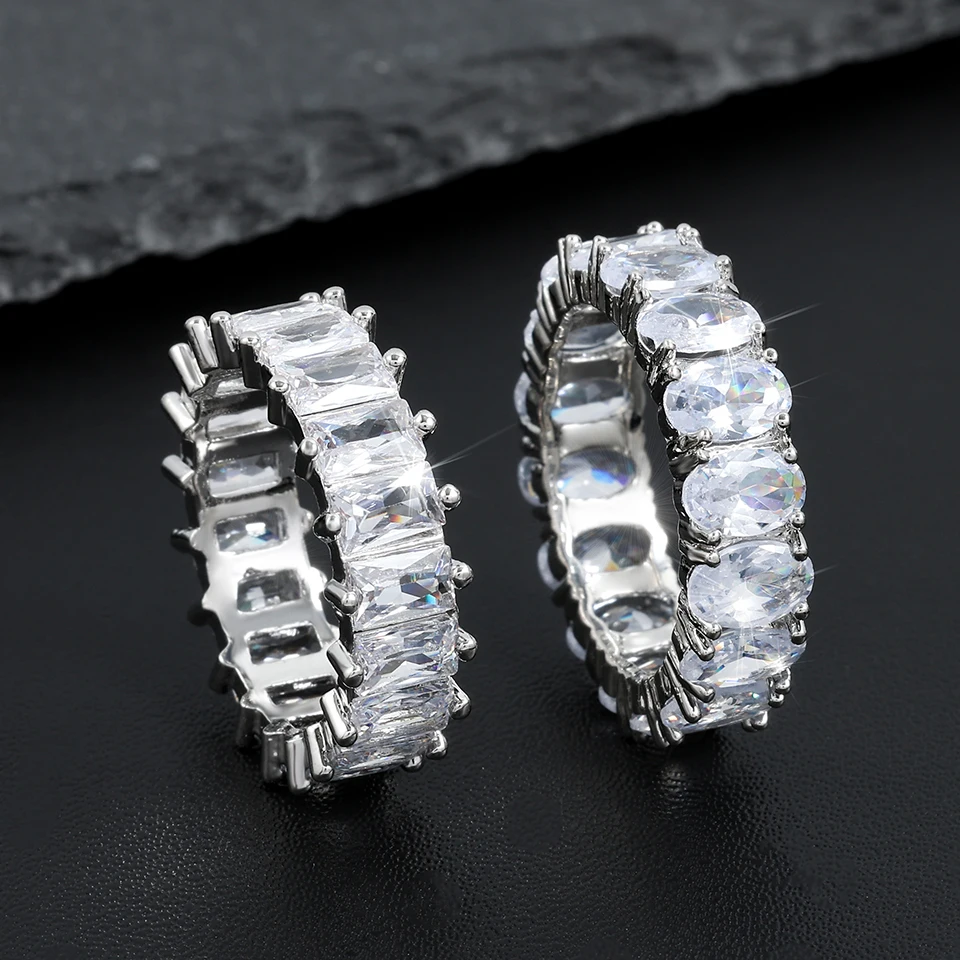 ZAKOL Trendy Luxury Cubic Zirconia Engagement Rings For Women Square Marquise Crystal Wedding Ring Party Jewelry Gift