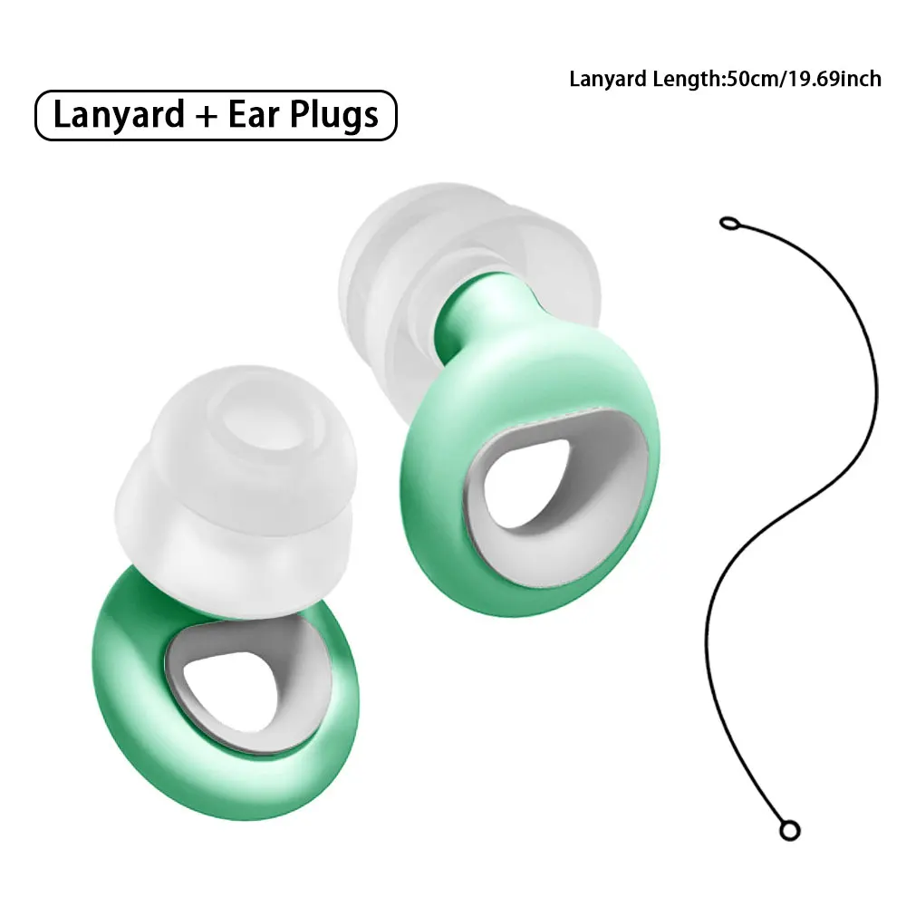 All-night wear gentle ear care Double Layer Silicone Earplugs With Silicone Lanyard lessen snoring disturbance to create a calme
