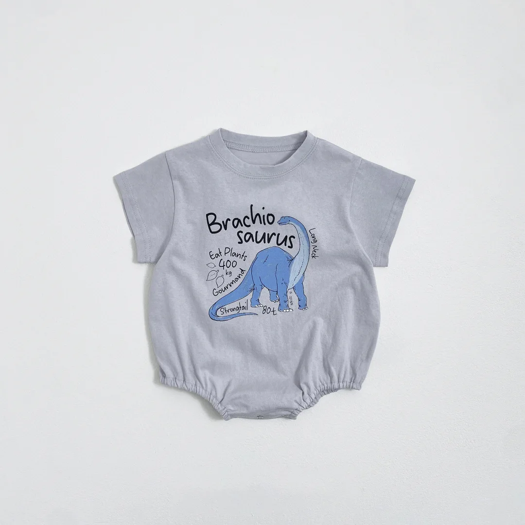 26 Summer Korean version of short-sleeved baby onesie ins dinosaur print baby Romper short-sleeved children's fart coat