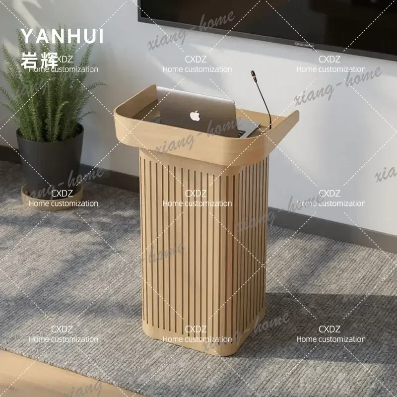 PG Original wood grain color Welcome desk Simple modern restaurant Stainless steel reception desk Company front desk Meeting