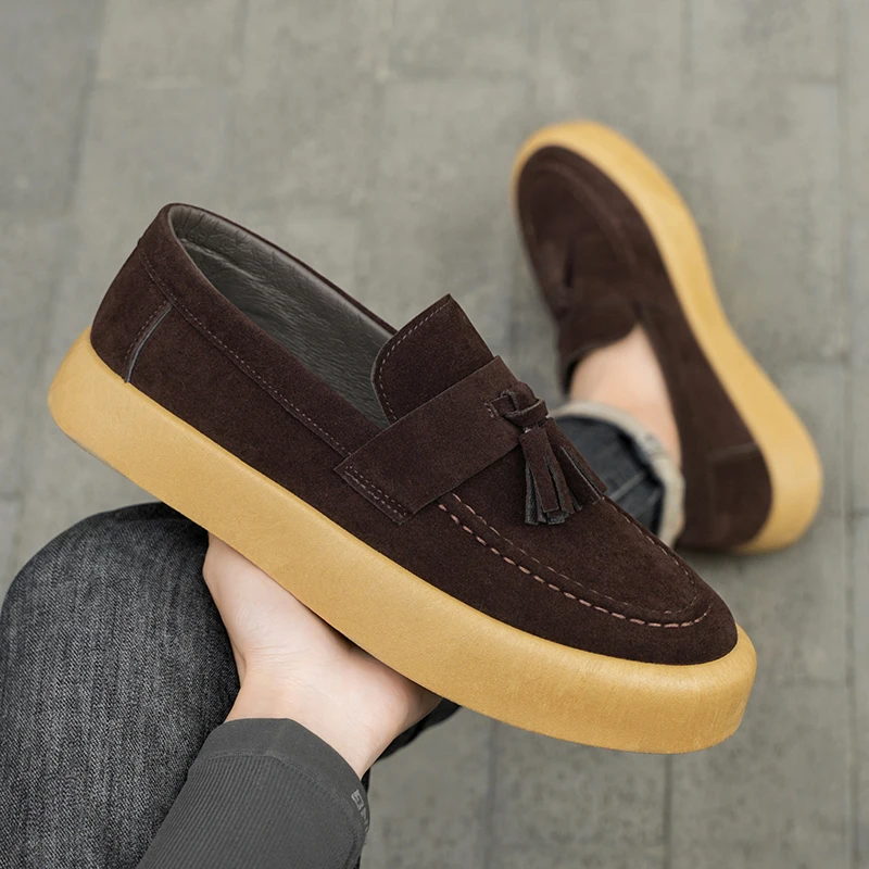 New Autumn Men's Bean Shoes British Style Loafers Fashionable Men Casual Single Shoes Walking Sneakers Breathable Driving Shoes