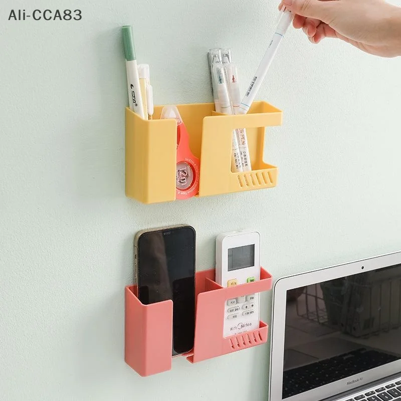 2025 1Pc Wall-Mounted ABS TV Remote Control Storage Box Punching-free Rack Mobile Phone Rack Yellow/Blue/red/white 17*9*3.7cm