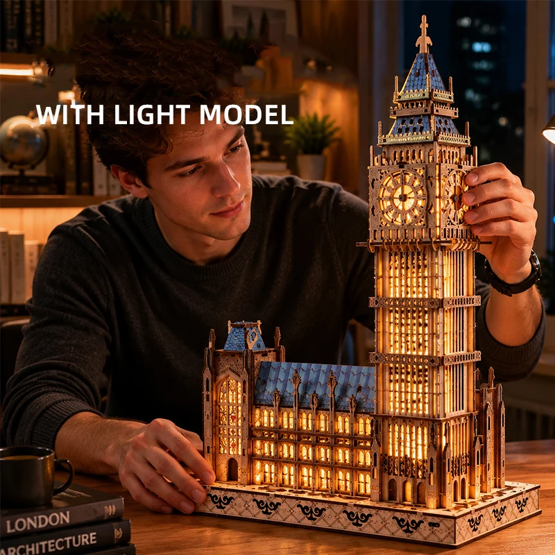 Model Kit Glue - DIY 3D Holz-Big-Ben-Cottage Puzzle-Set Miniaturmodell-Bausatz mit