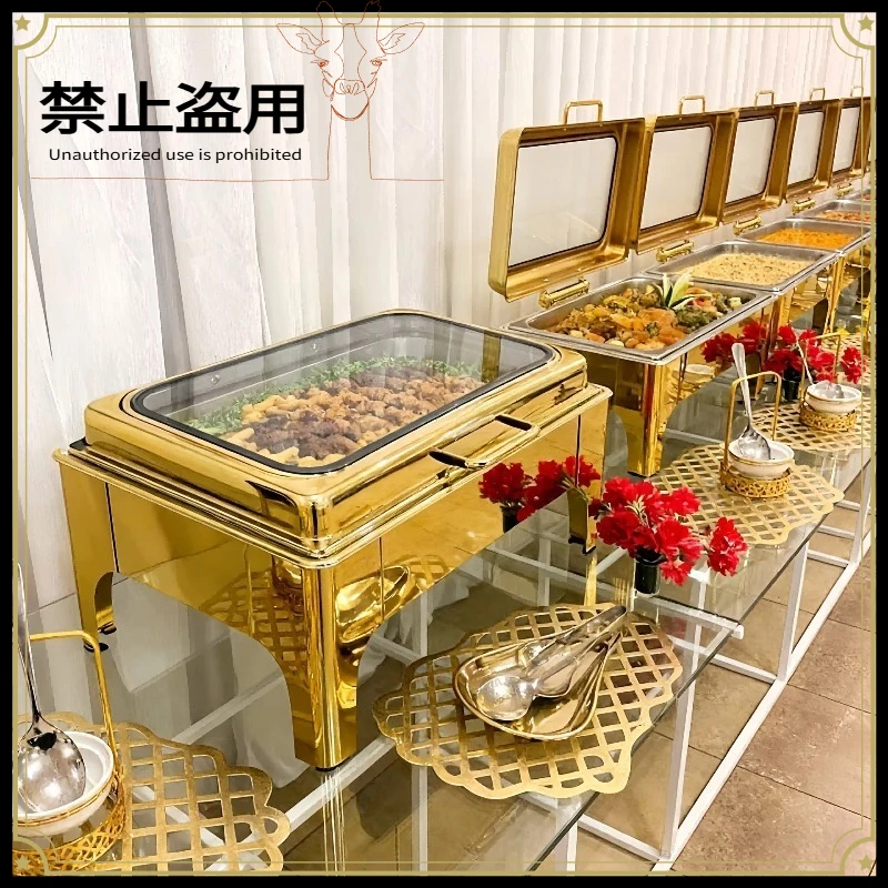 Gold Stainless Steel 9L Buffet Warmer Chafing Dish for Wedding Hotel Restaurant
