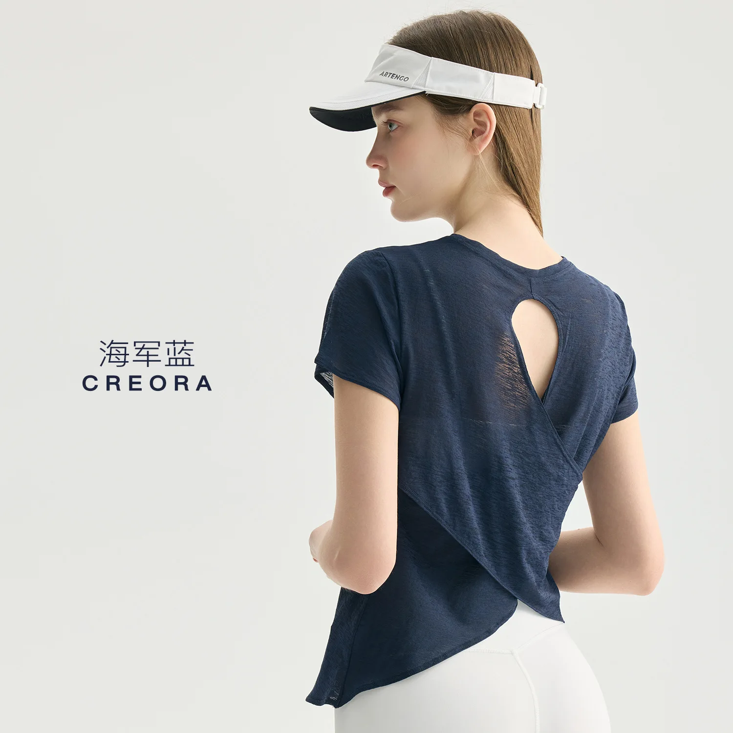 Women's Bamboo Yarn Hollow Back Cross Sports T-Shirt Loose Quick Dry Yoga Top Summer Spring