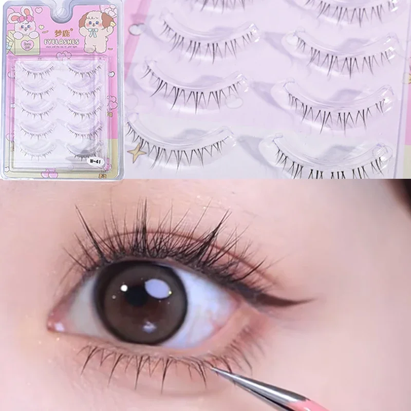 Klare Band-Manga-Unterwimpern, 3–7 mm, braun, schwarz, unter Wimpern, weich, natürlich, kurzer Stil, Nachahmung von Handbemalung, künstliche Wimpern
