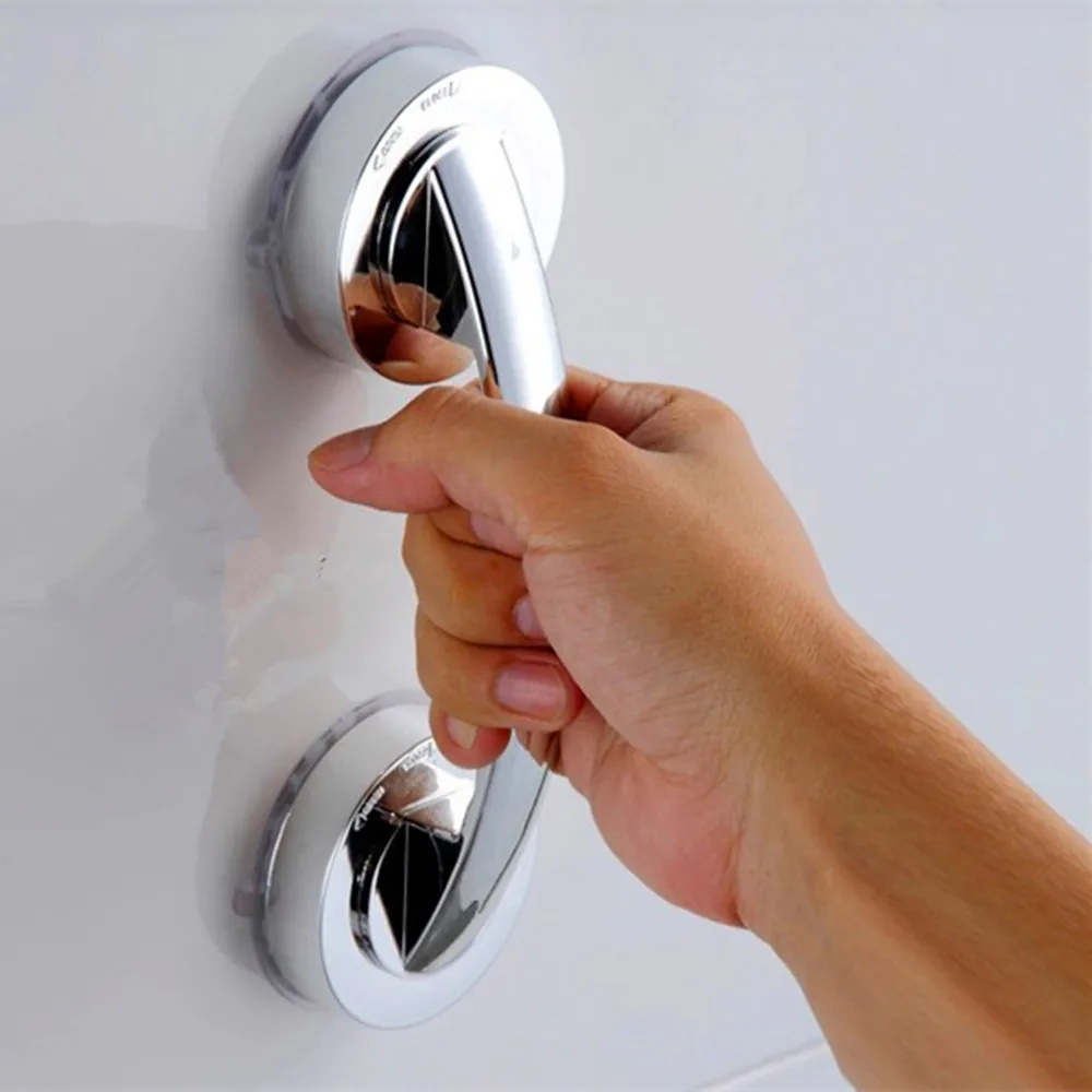 Bathroom Handrail Suction Cup for Bathroom Accessories Glass Door Handle Children Elder Strong Sucker Silver Hand Grip 2024
