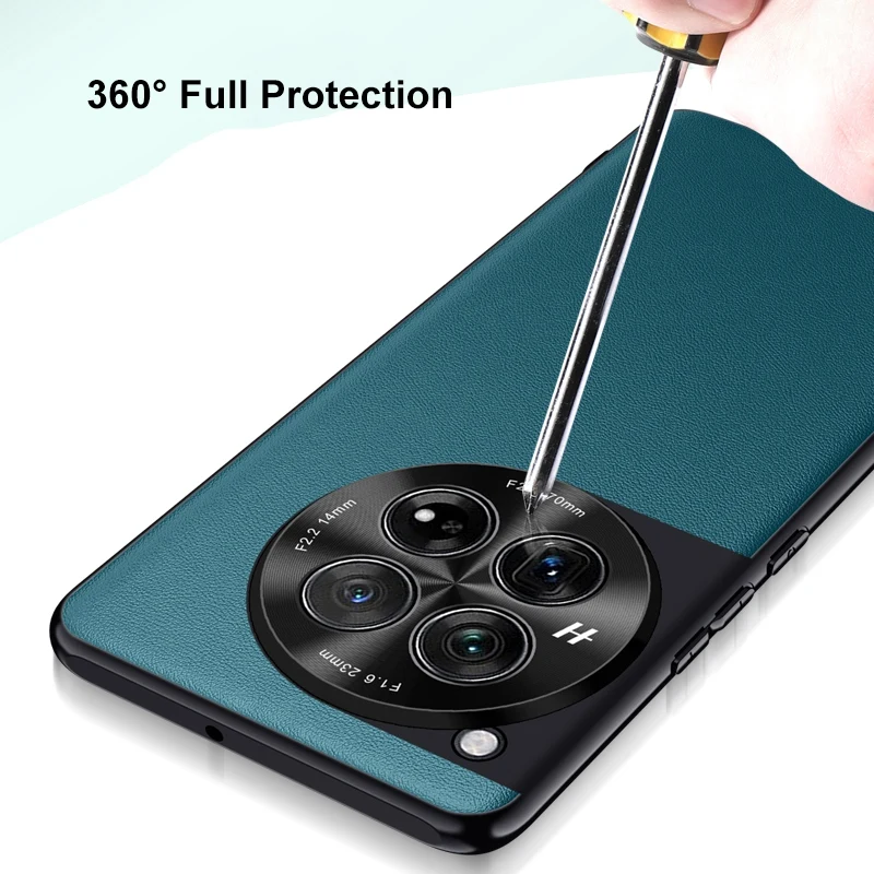 Luxury PU Leather Phone Case For OnePlus 12 Back Cover Matte Shockproof Full Protection Case For One Plus 12 5G OnePlus12 Coque