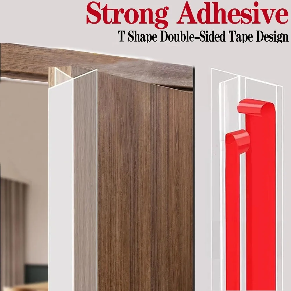 1 unidad de 1m/3 metros x 3 cm, burlete de puerta en forma de T mejorado, tira de sellado de silicona transparente para el marco lateral de la puerta