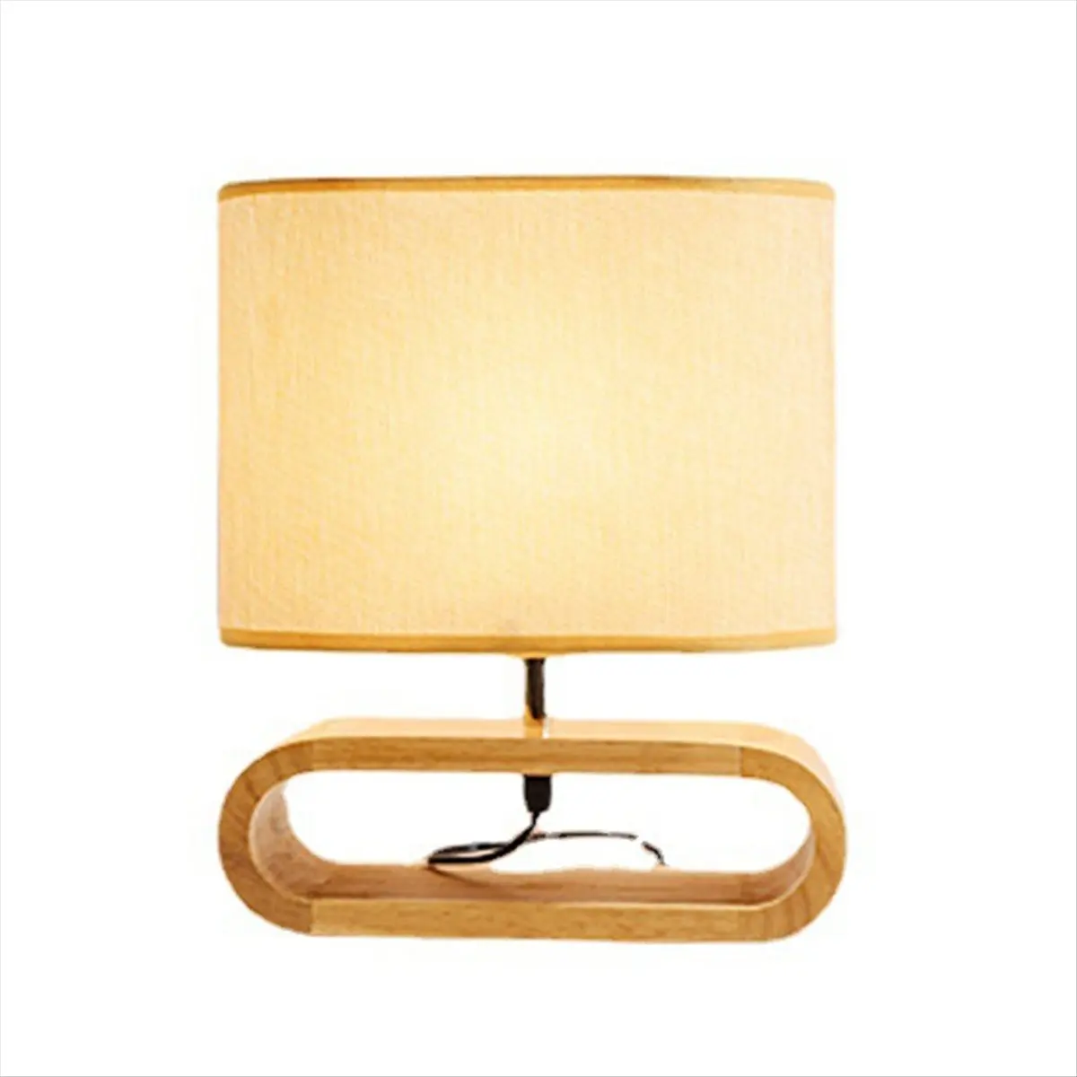 【ILLUMINE】Nightstand Table Lamp with E27 Warm Light Nordic Wood Base Table Lamp Cloth Lampshade Table Lightsdesk Lamp EU Plug
