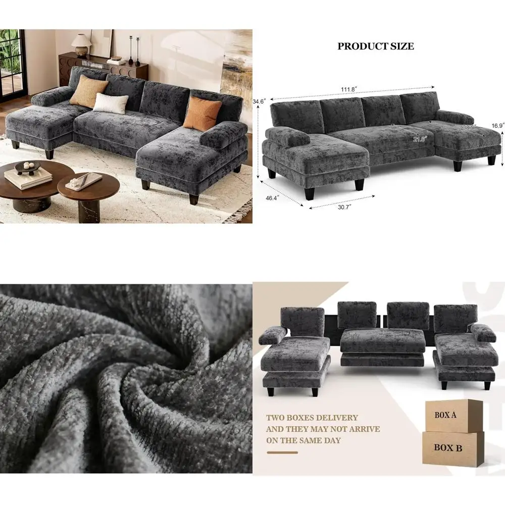 

"u-shaped sectional sofas for living spaces: 111-inch modular couch with dual chaise lounge for apartments"