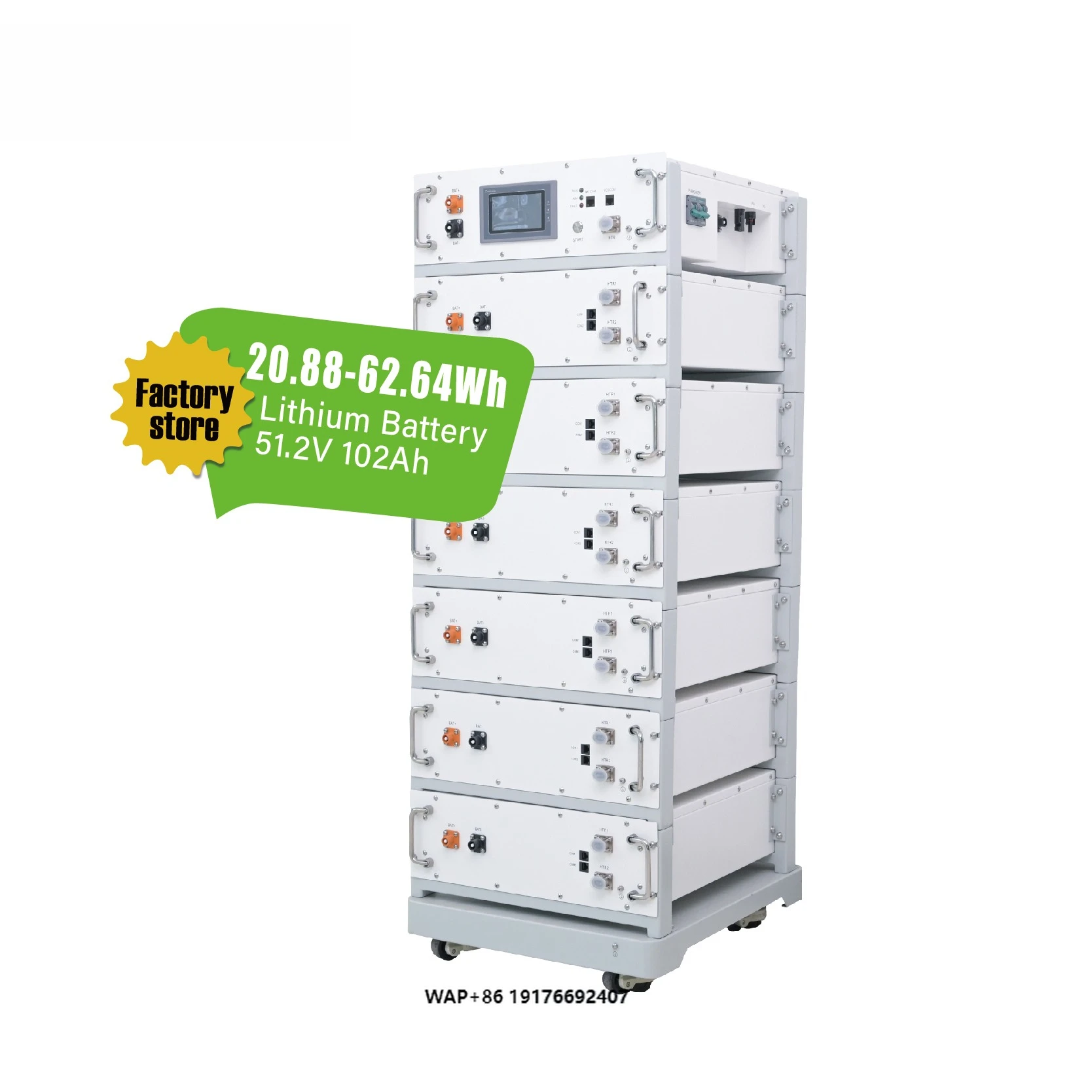Rack Mounted 51.2V High Voltage Lifepo4 Battery 102Ah Lifepo4 Cell Deep Cycle 6000 Times Battery for Solar Inverter Systems