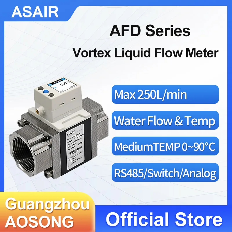 ASAIR Vortex Liquid Water Flow Meter Sensor Replacing SMC Water Digital Flow Switch AFD Series