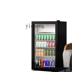 ZC Household Living Room Ice Bar Office Transparent Small Drinks Tea Refrigerated Single Door Mini Refrigerator