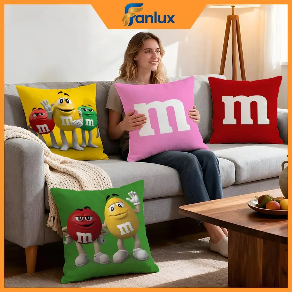 Brand M&M's Cushion Cover 4Pcs Decorative Covers Soft Cushion Case for Sofa Couch Decor 40x40 45x45 Pillowcases