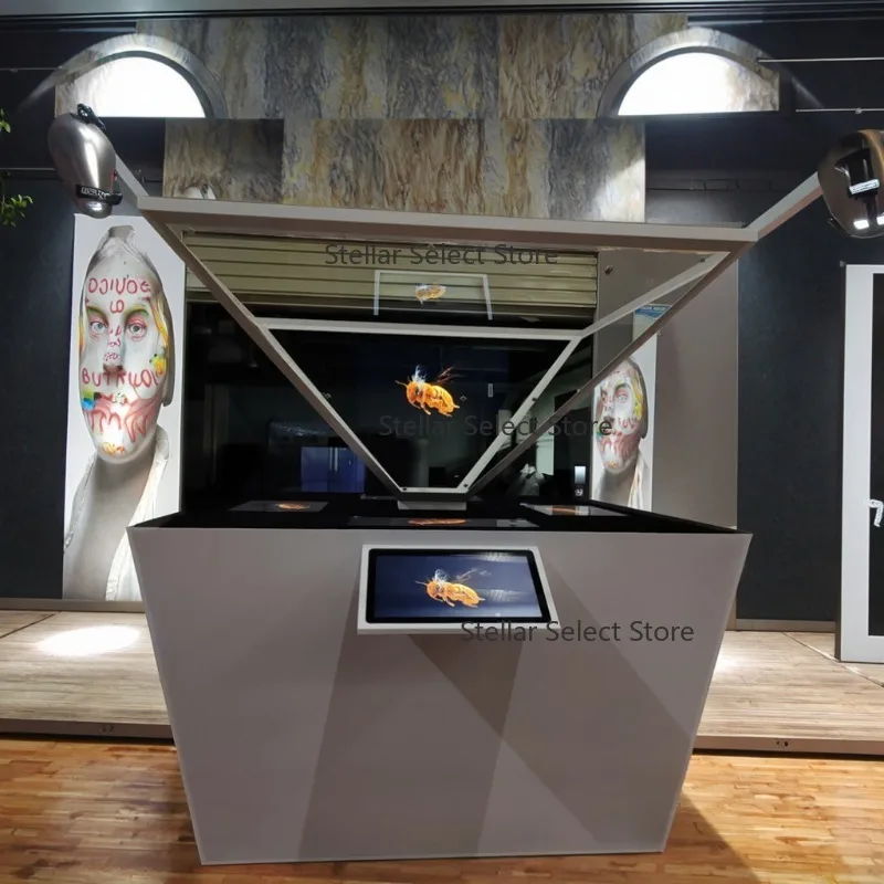 21.5 Inch Control  32 Inch 360 Degree 2 Meter Diameter with Interactive  3D Hologram Pyramid Lcd Showcase